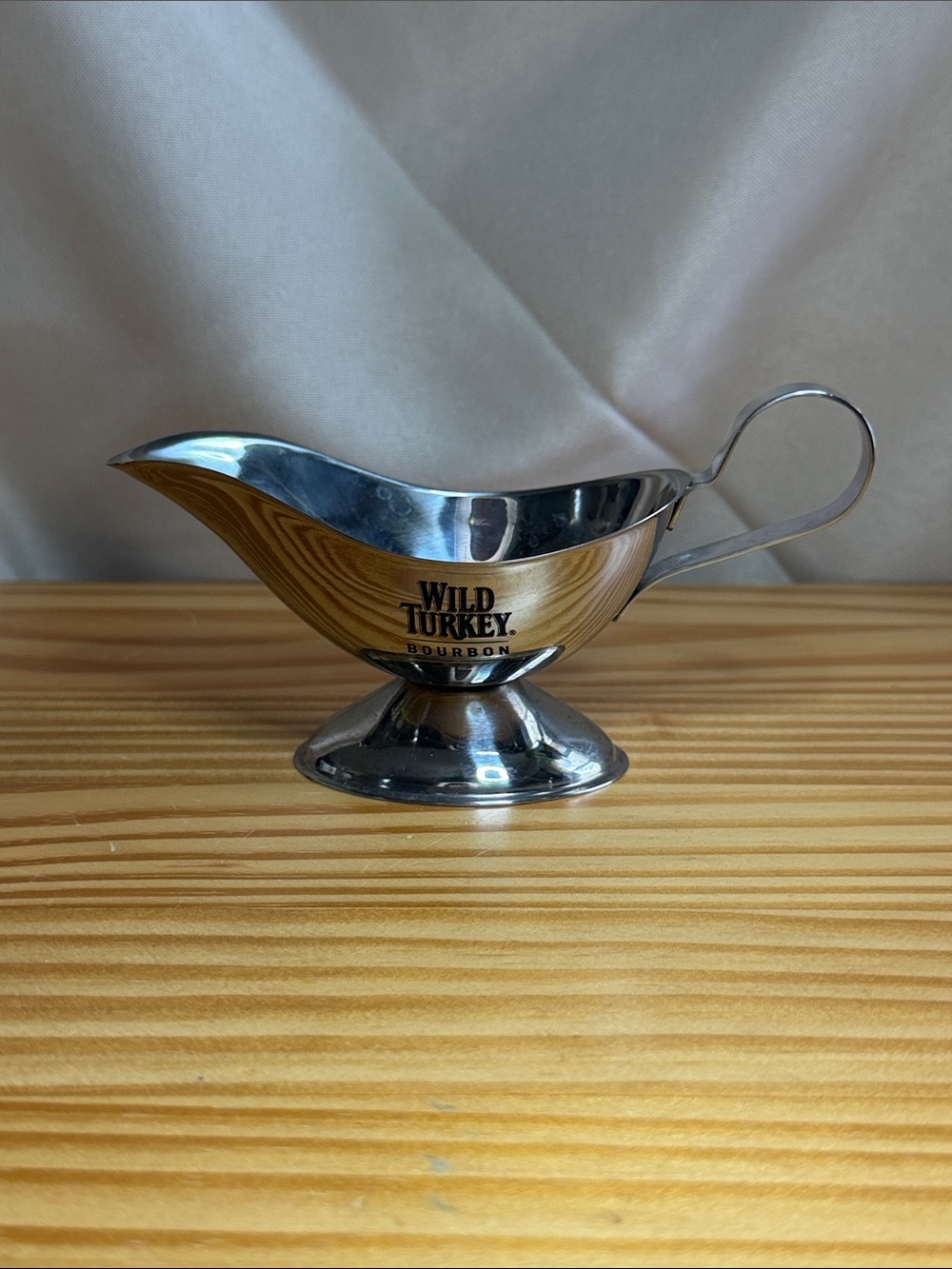 Vtg Wild Turkey Bourbon Miniature Stainless Steel Gravy Boat Shot Metal Rare